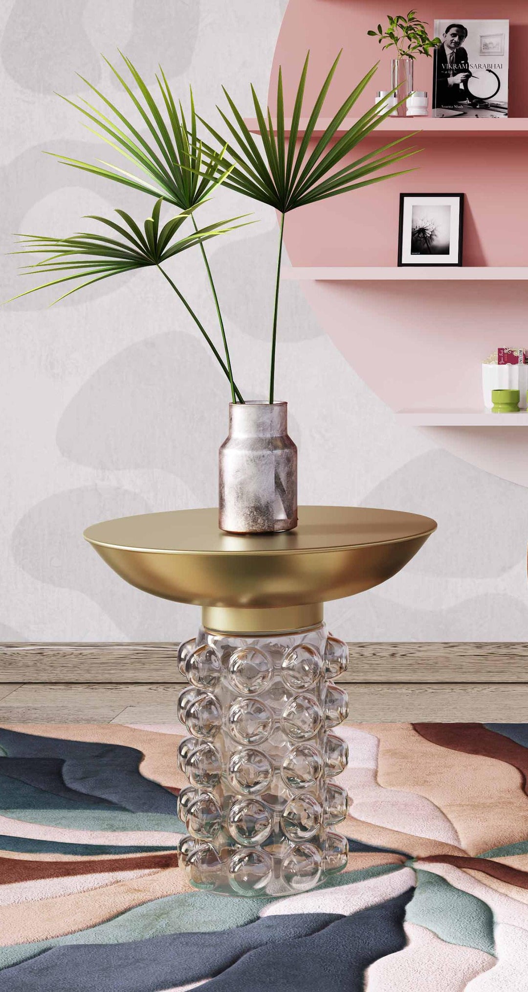 Bubble Glass/Brass Side Table