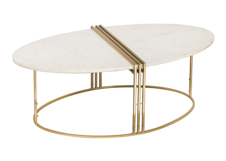 Caleb Oval White Marble Cocktail Table