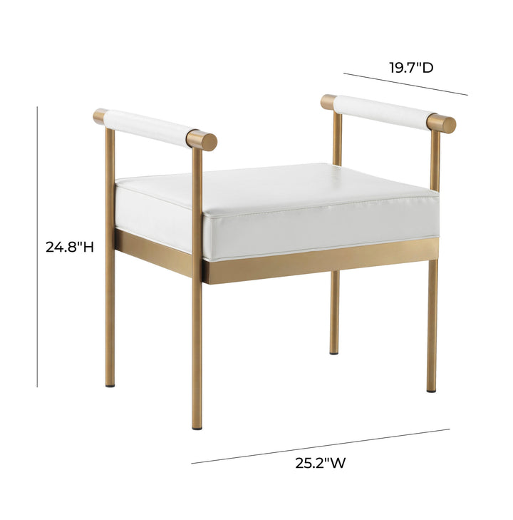 Diva White Vegan Leather Bench