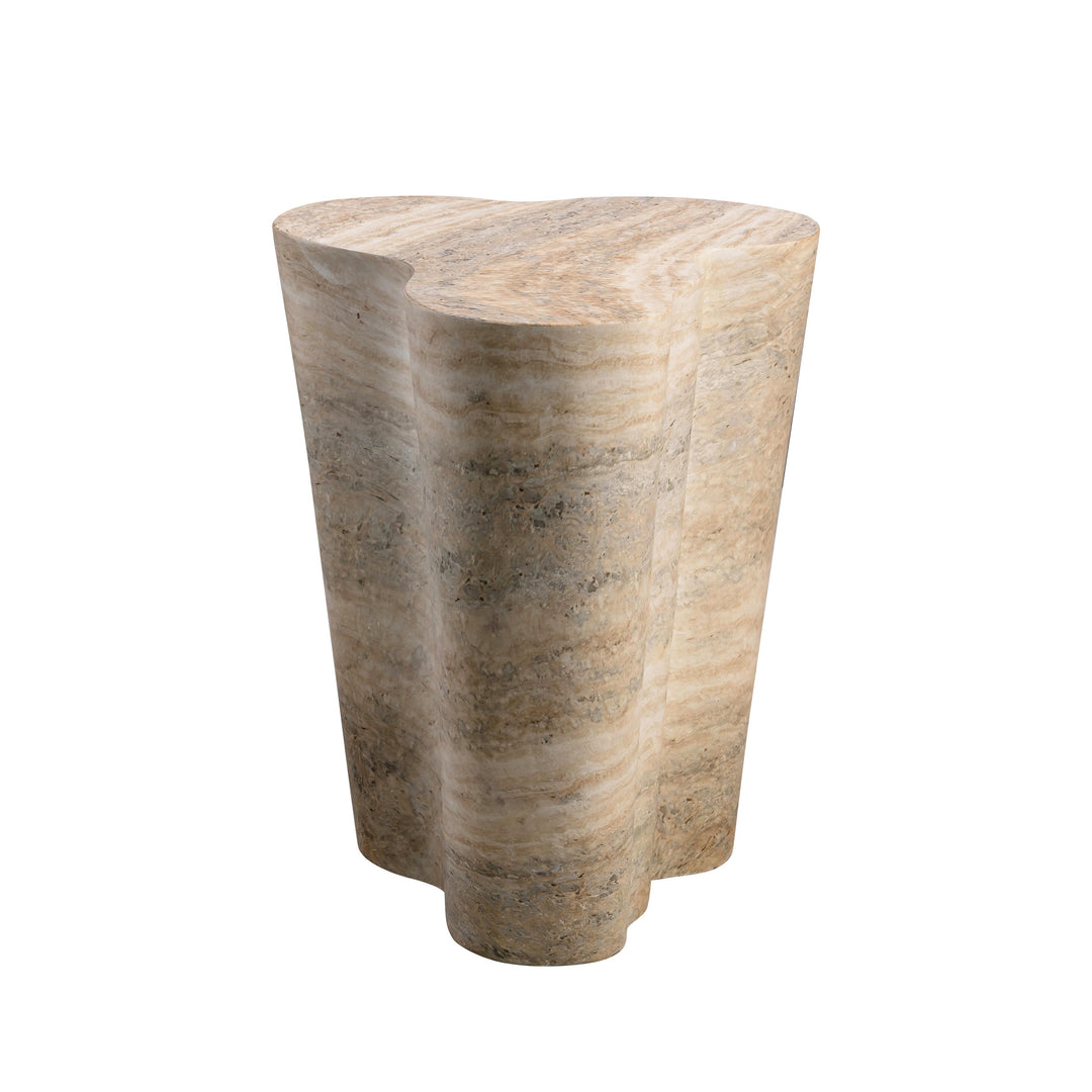 Slab Faux Travertine Tall Side Table