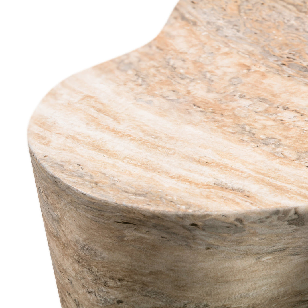 Slab Faux Travertine Tall Side Table