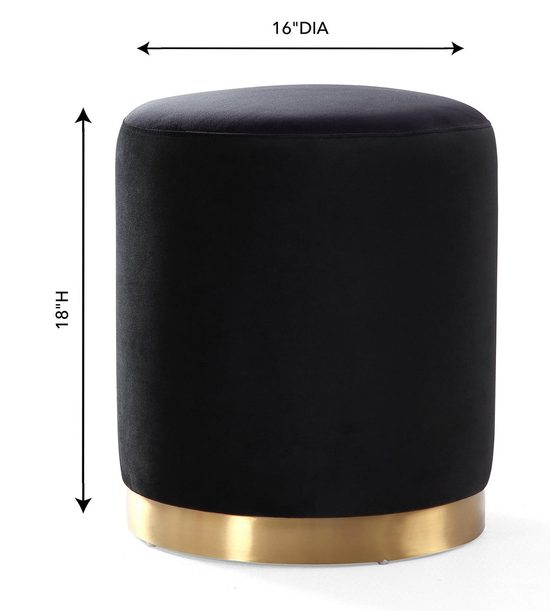 Opal Black Velvet Ottoman -Gold Base