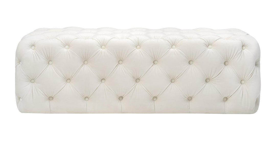 Kaylee Cream Velvet Ottoman