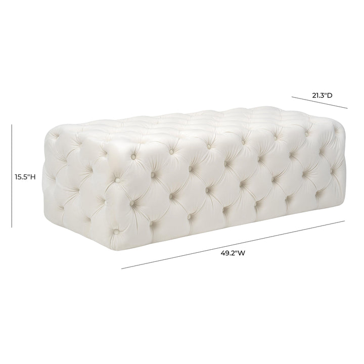 Kaylee Cream Velvet Ottoman