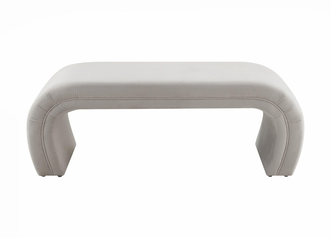 Kenya Light Grey Velvet Bench