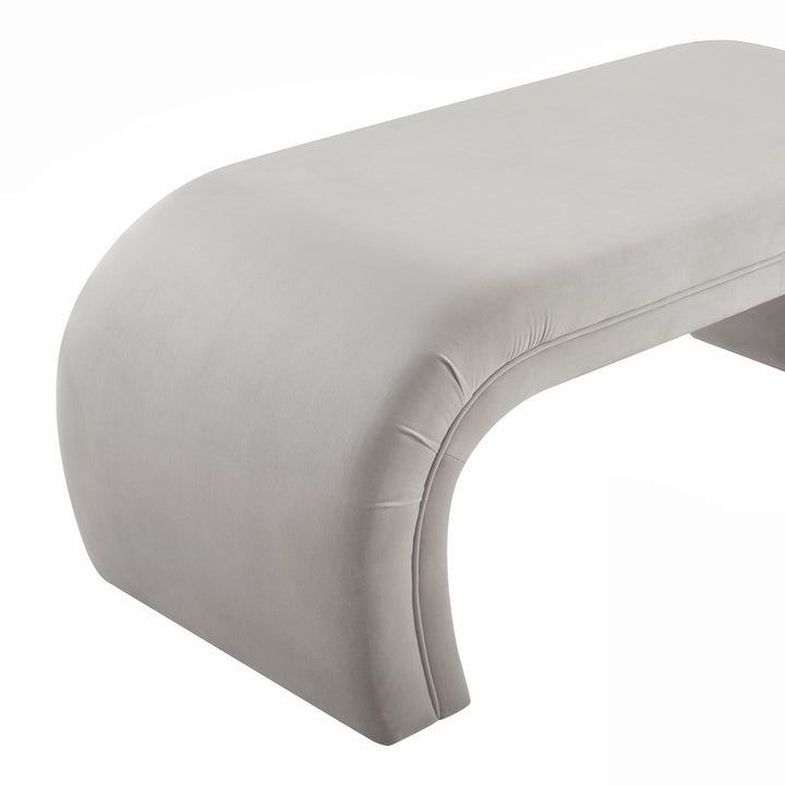 Kenya Light Grey Velvet Bench