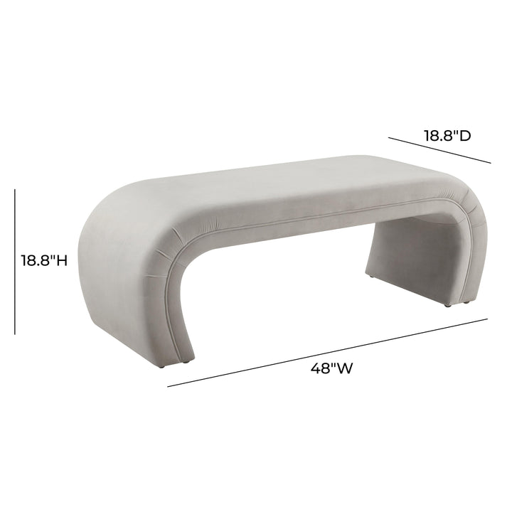 Kenya Light Grey Velvet Bench