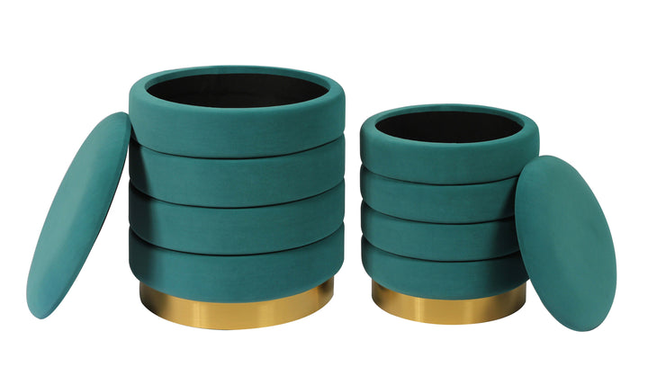 Saturn Teal Storage Ottomans - Set of 2