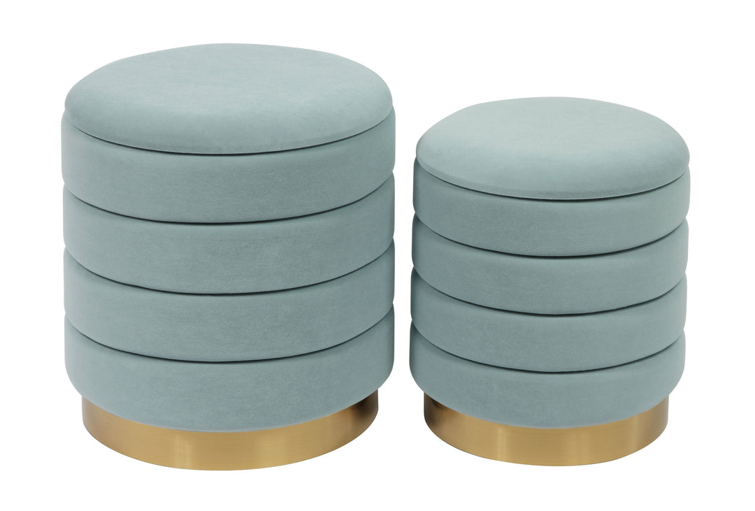 Saturn Sea Blue Storage Ottomans - Set of 2