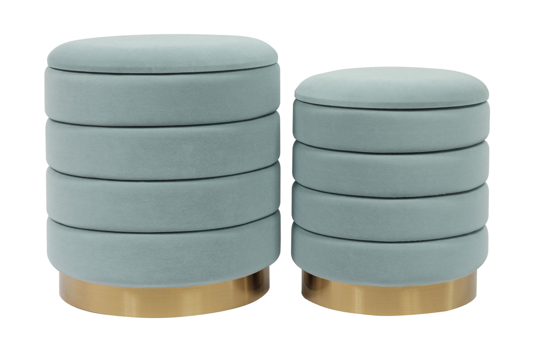 Saturn Sea Blue Storage Ottomans - Set of 2