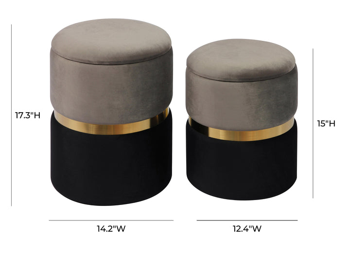 Gigi Grey Storage Ottomans - Set of 2