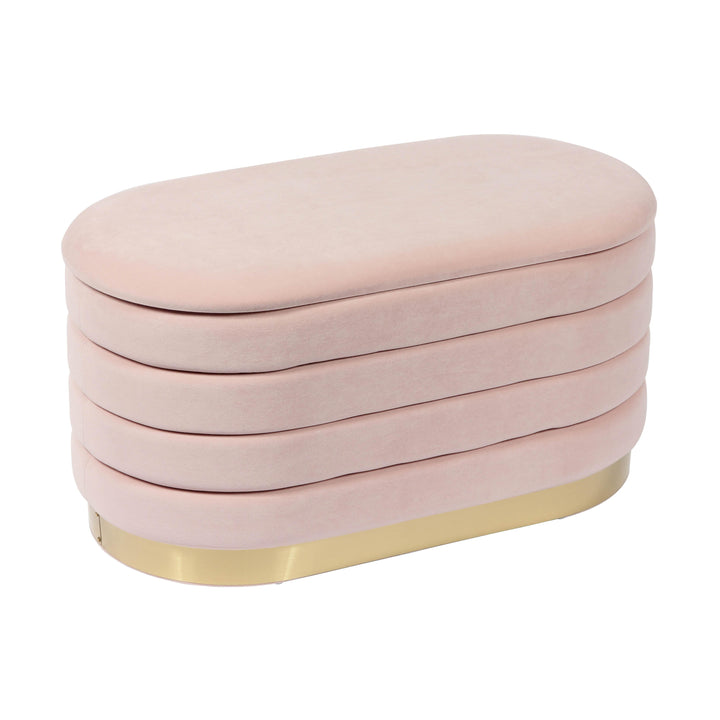 Lillian Blush Velvet Storage Bench