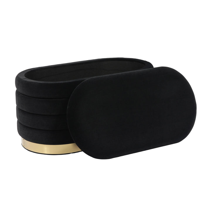 Lillian Black Velvet Storage Bench