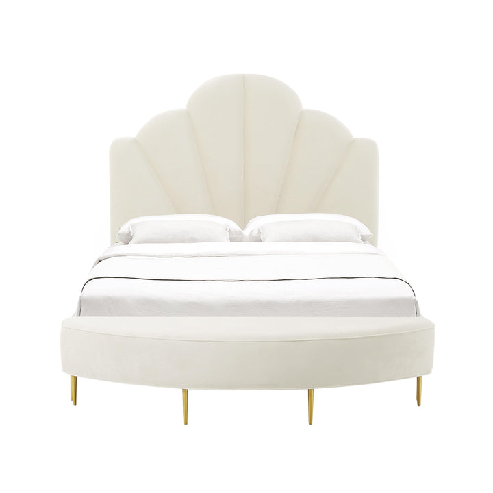 Bianca Cream Velvet Queen Bench