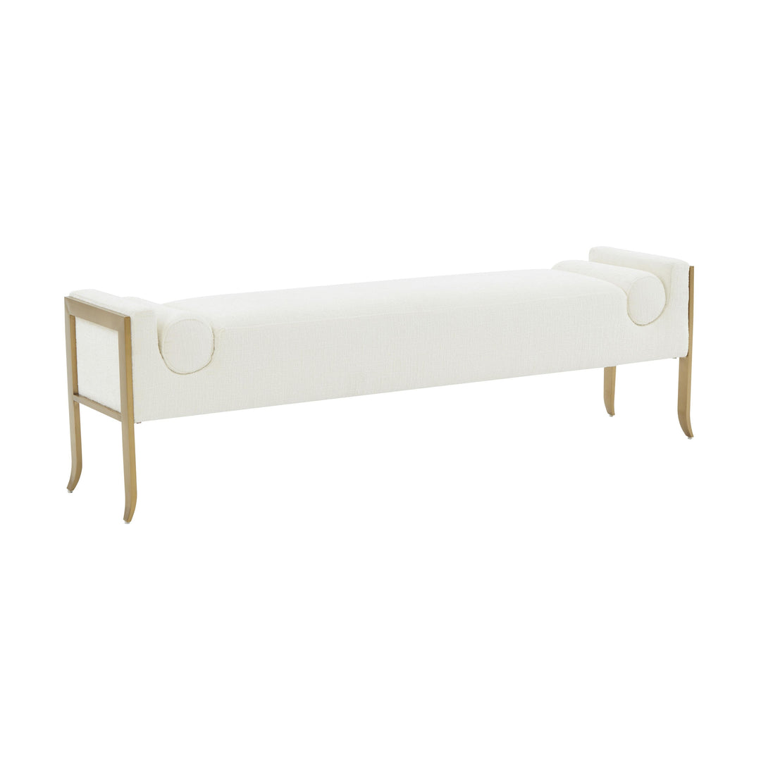 Ines Cream Textured Velvet Bench