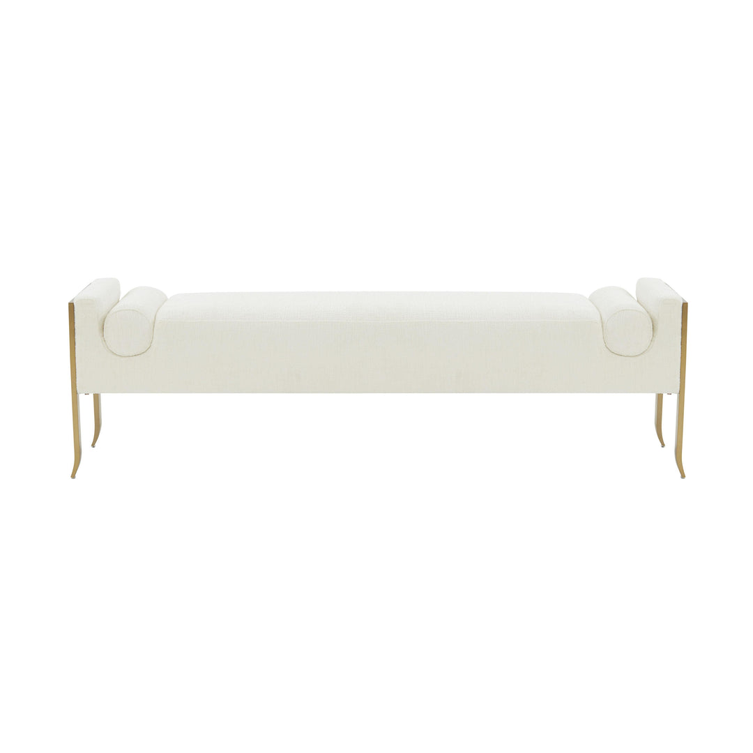 Ines Cream Textured Velvet Bench