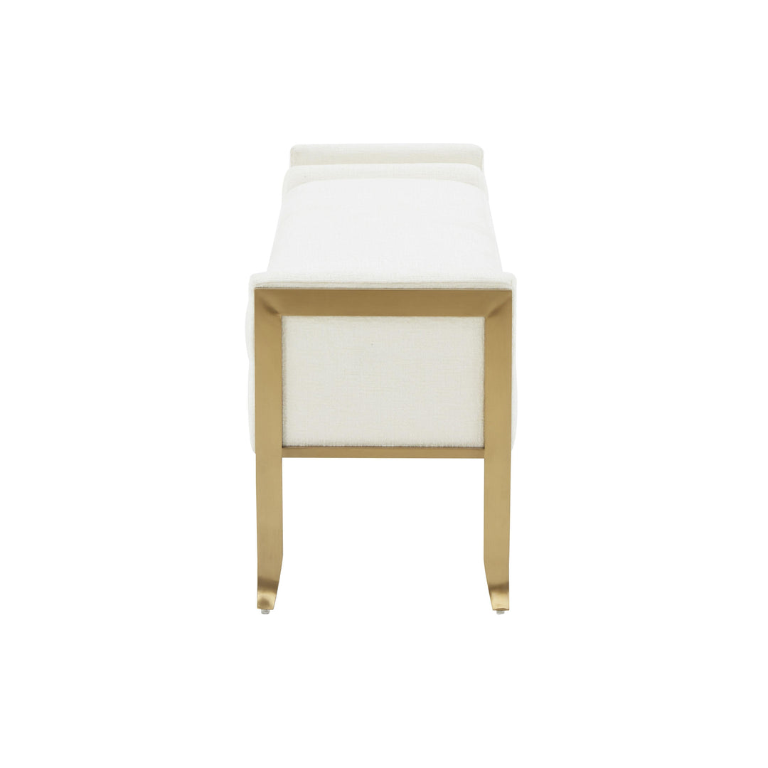 Ines Cream Textured Velvet Bench