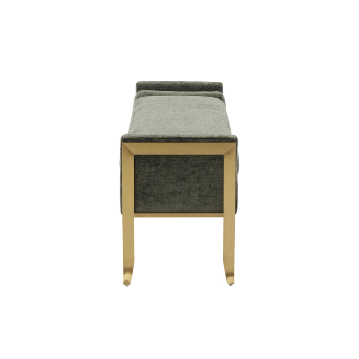 Ines Green Textured Velvet Bench