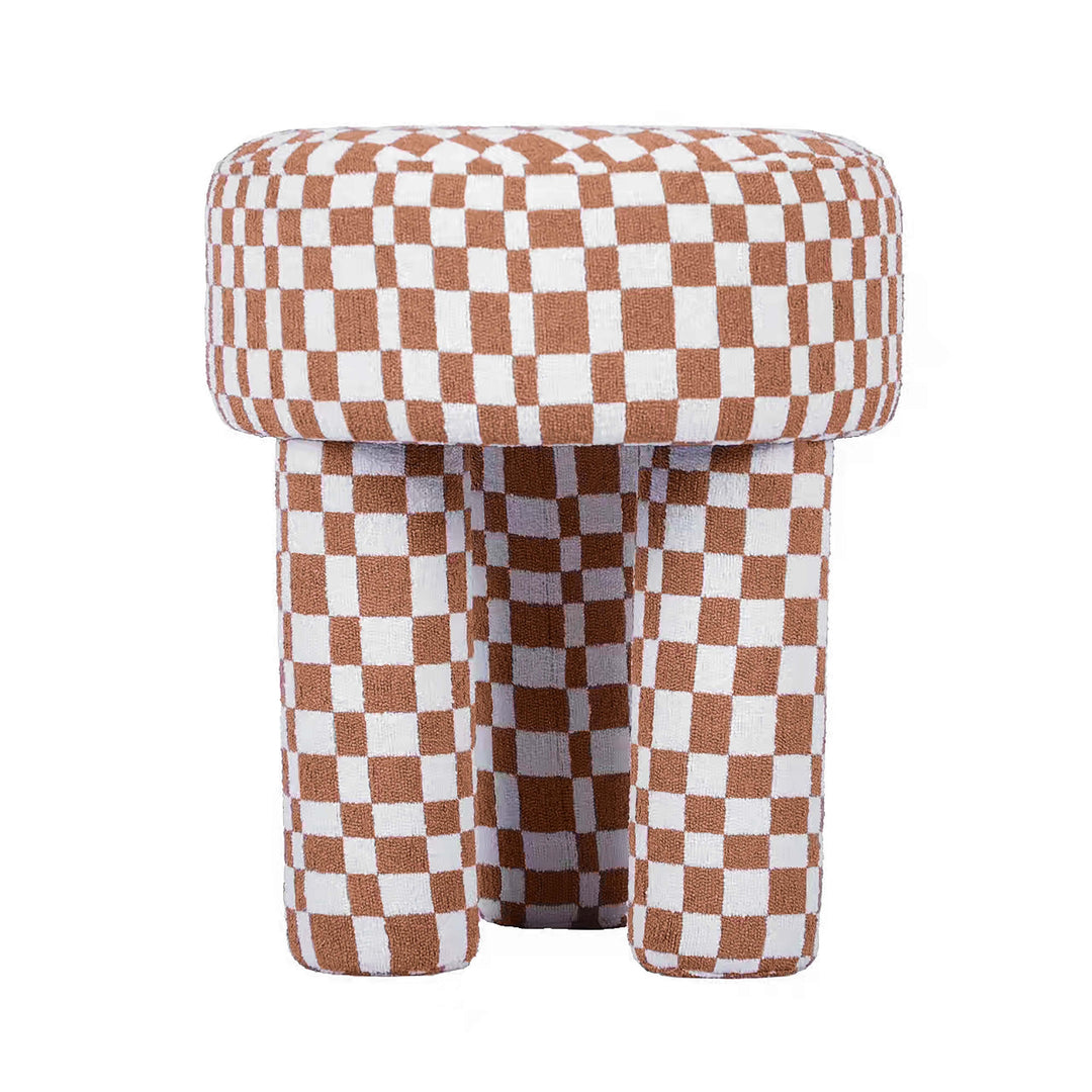 Claire Brown Checkered Boucle Stool