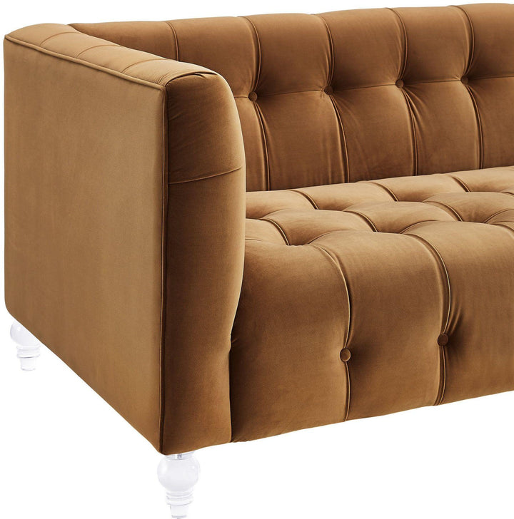 Bea Cognac Velvet Sofa