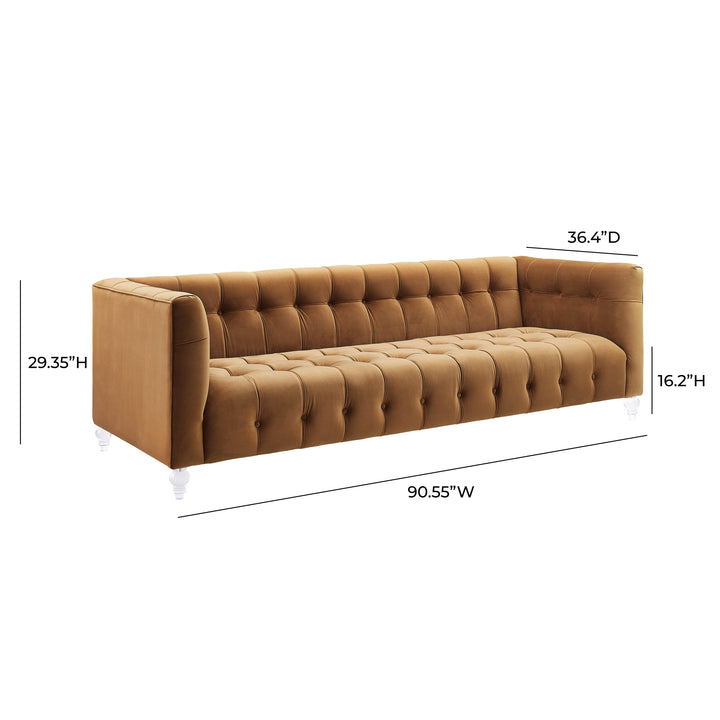 Bea Cognac Velvet Sofa