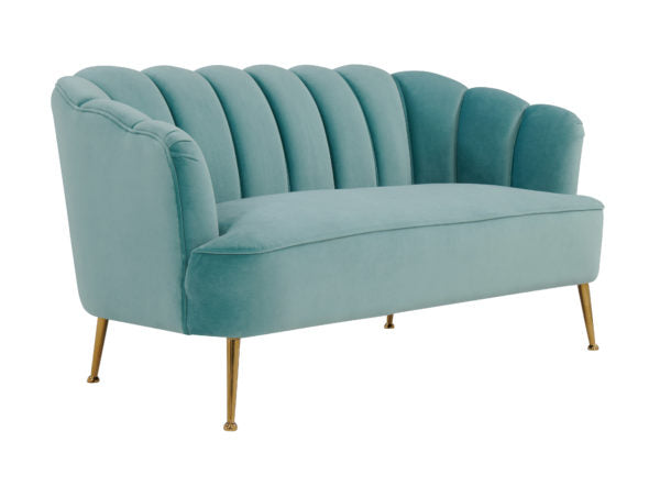 Daisy Petite Sea Blue Velvet Settee