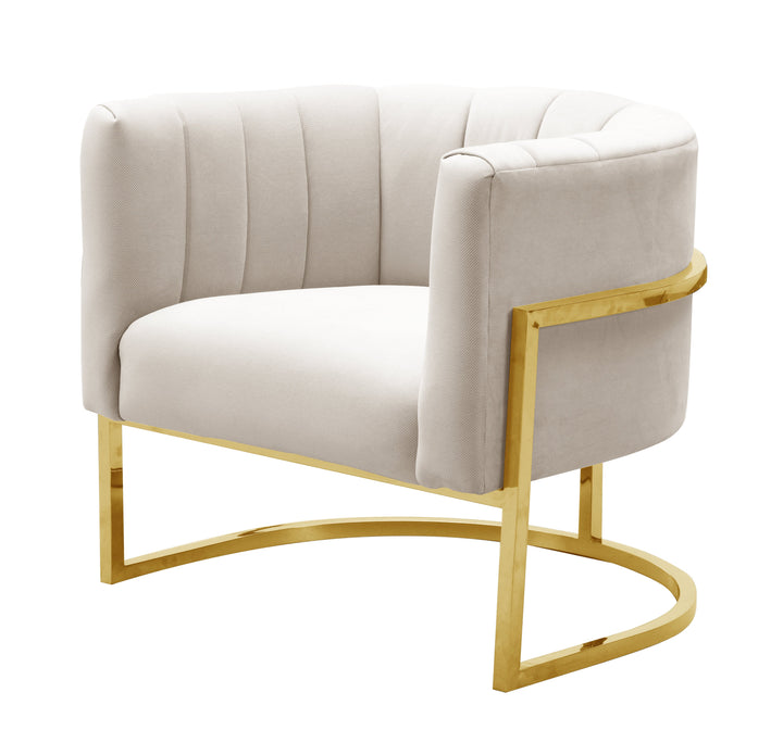 Magnolia Spotted Cream Chair with Gold Base