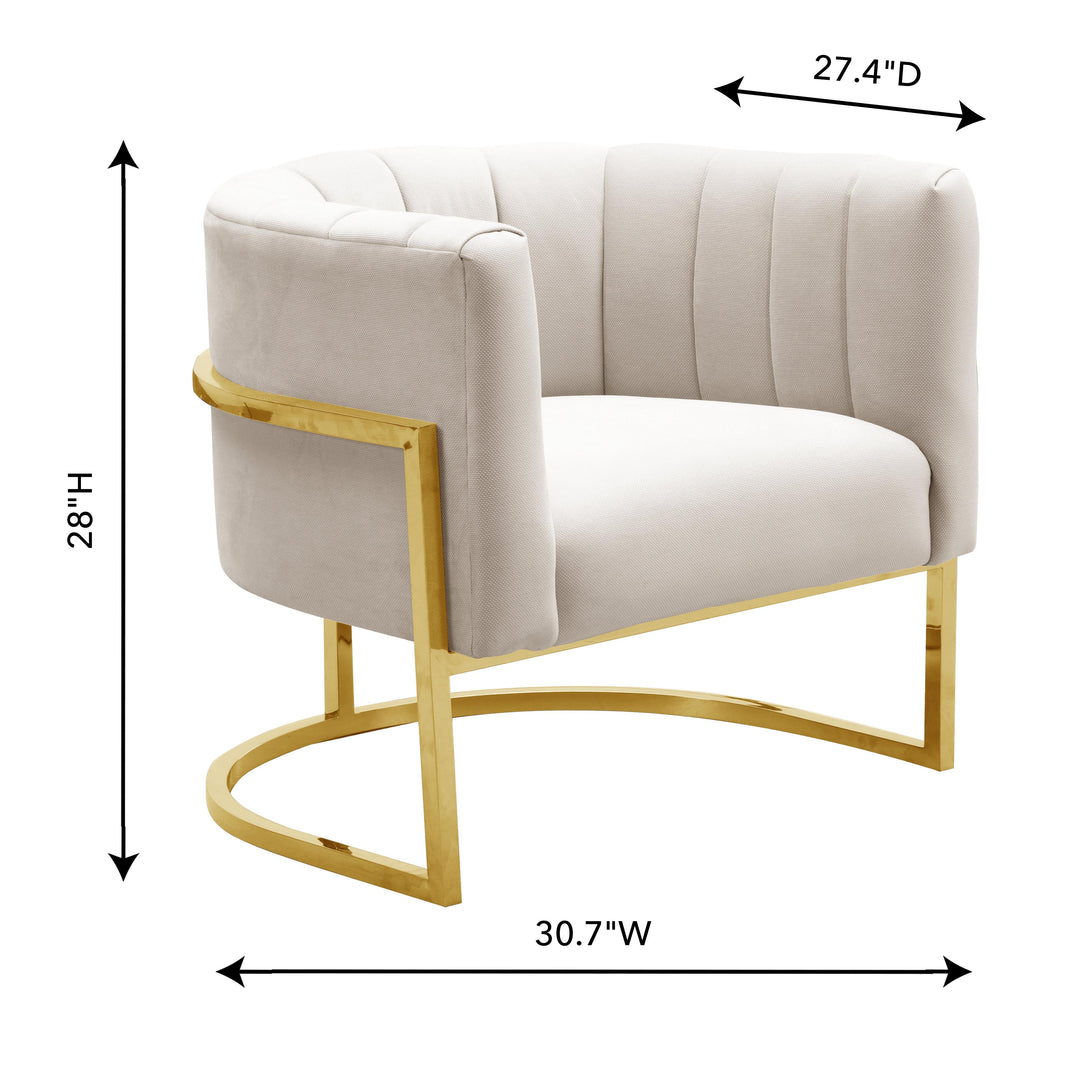 Magnolia Spotted Cream Chair with Gold Base