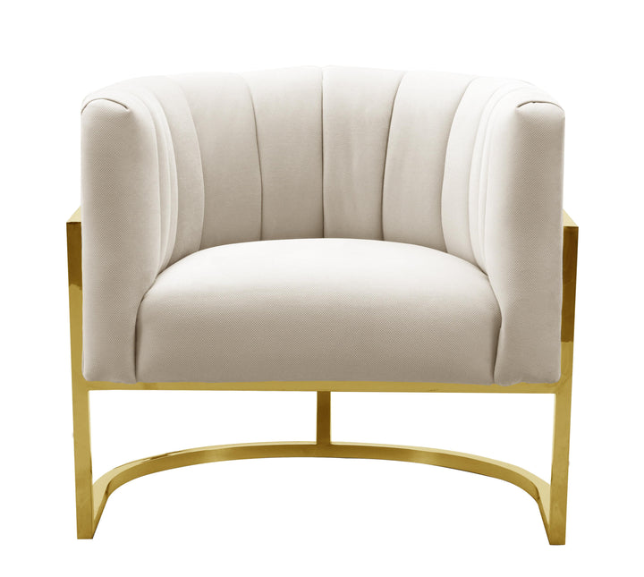 Magnolia Spotted Cream Chair with Gold Base