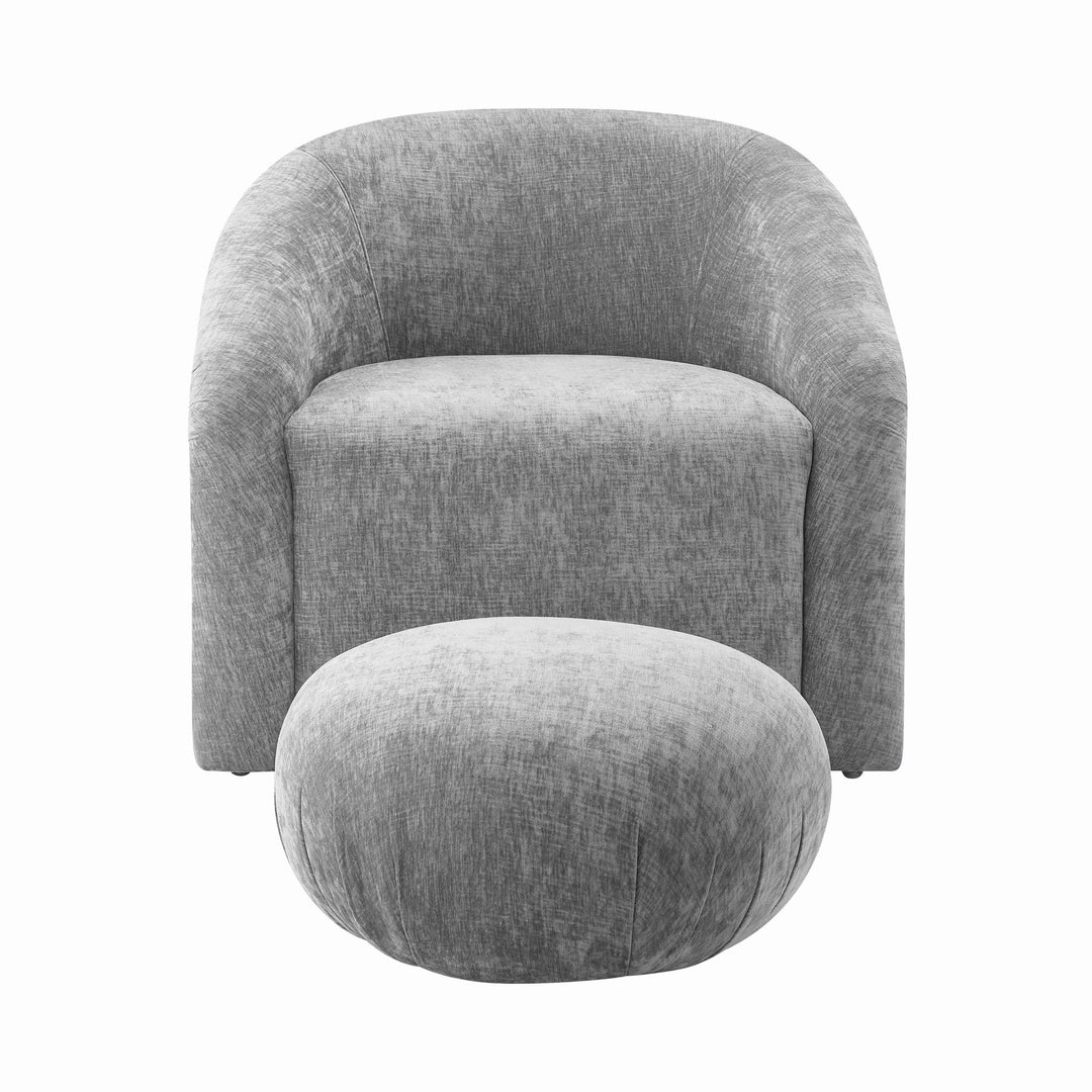 Boboli Grey Chenille Chair + Ottoman Set