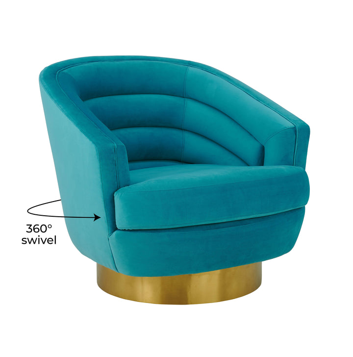 Canyon Blue Velvet Swivel Chair