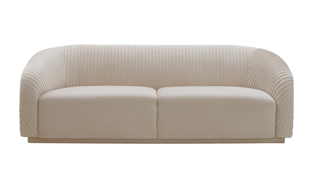 Yara Pleated Beige Velvet Sofa