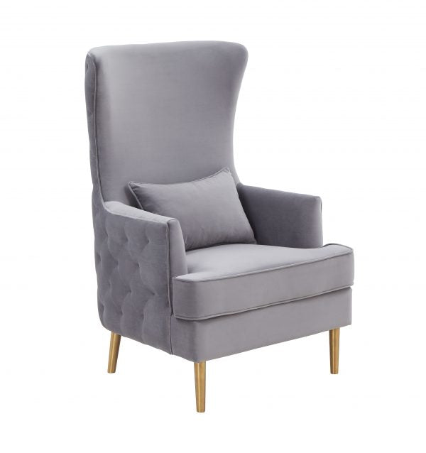 Alina Grey Tall Tufted Back Chair