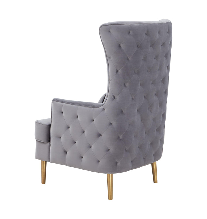 Alina Grey Tall Tufted Back Chair