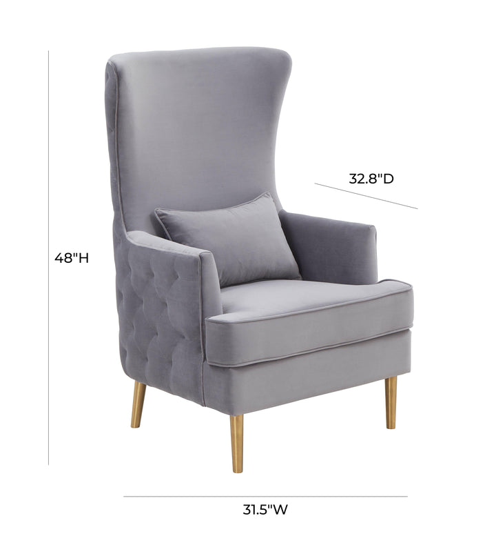 Alina Grey Tall Tufted Back Chair