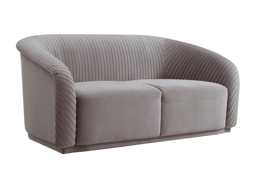 Yara Pleated Grey Velvet Loveseat