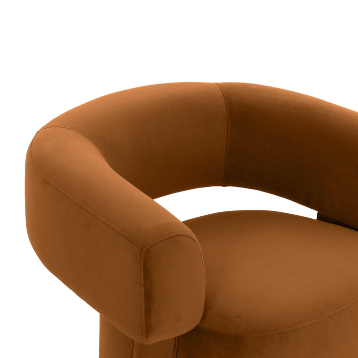 River Cognac Velvet Swivel Accent Chair