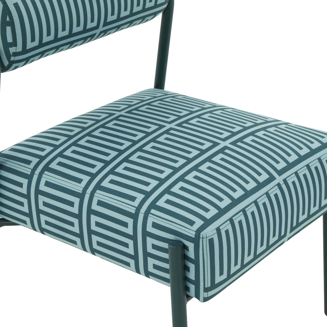 Jolene Green Patterned Linen Accent Chair