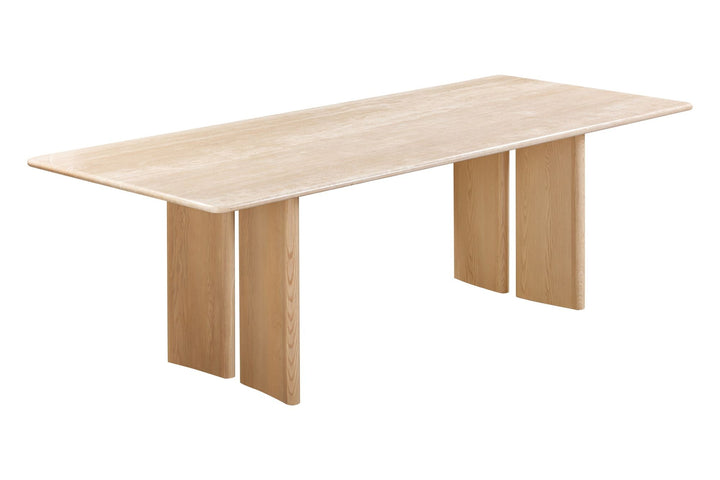 Travoli Dininng Table Travertine top, Plywood, Solid American Ash. American Ash Veneer