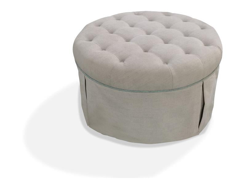 WOOD FRAME UPHOLSTERED BEIGE COCKTAIL OTTOMAN KD /