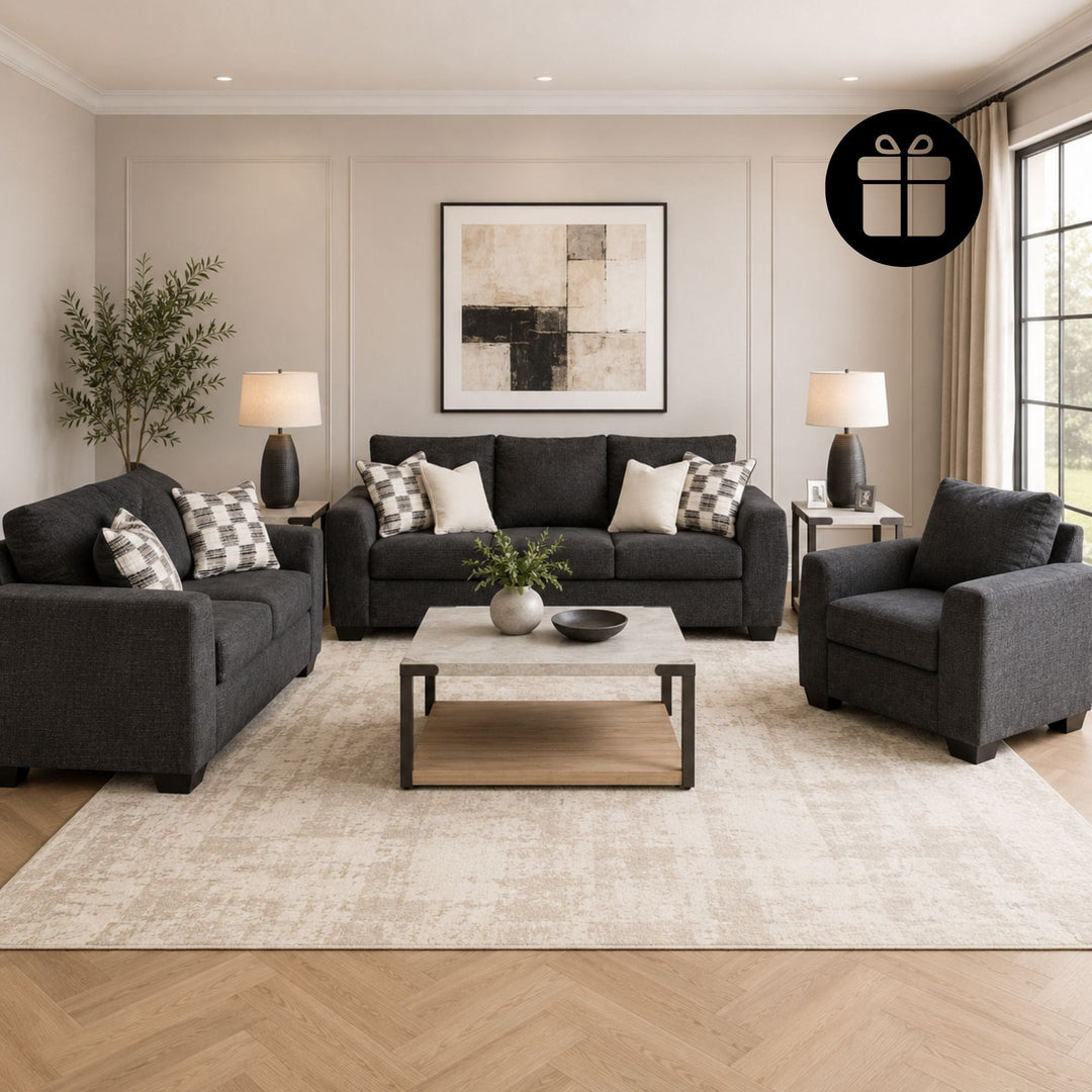 Loreo Sofa Set with 2 Free OCCASIONAL TABLE SET (3/CN)