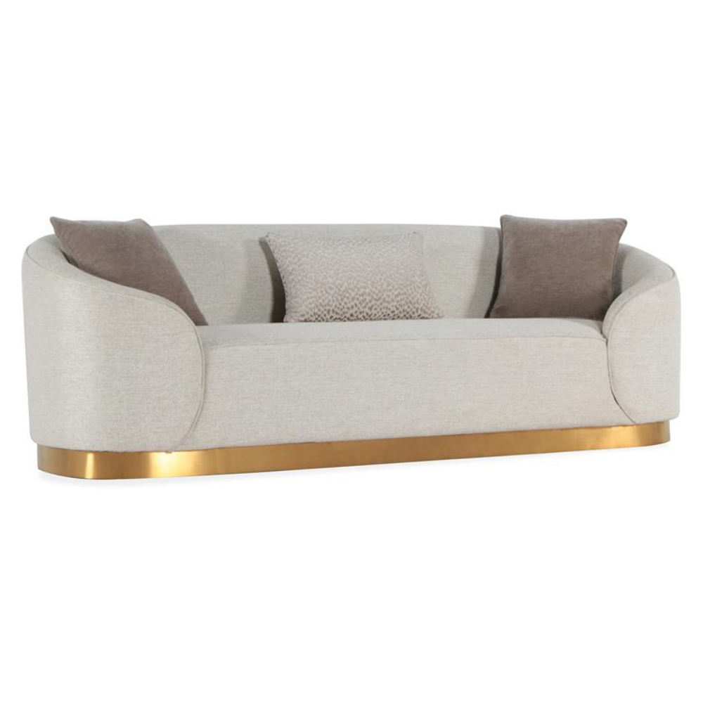 Wood Frame Upholstered Beige Sofa KD