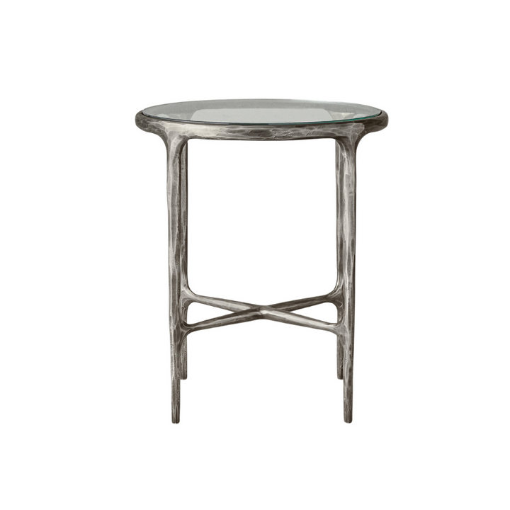 Round End Table with Glass Top