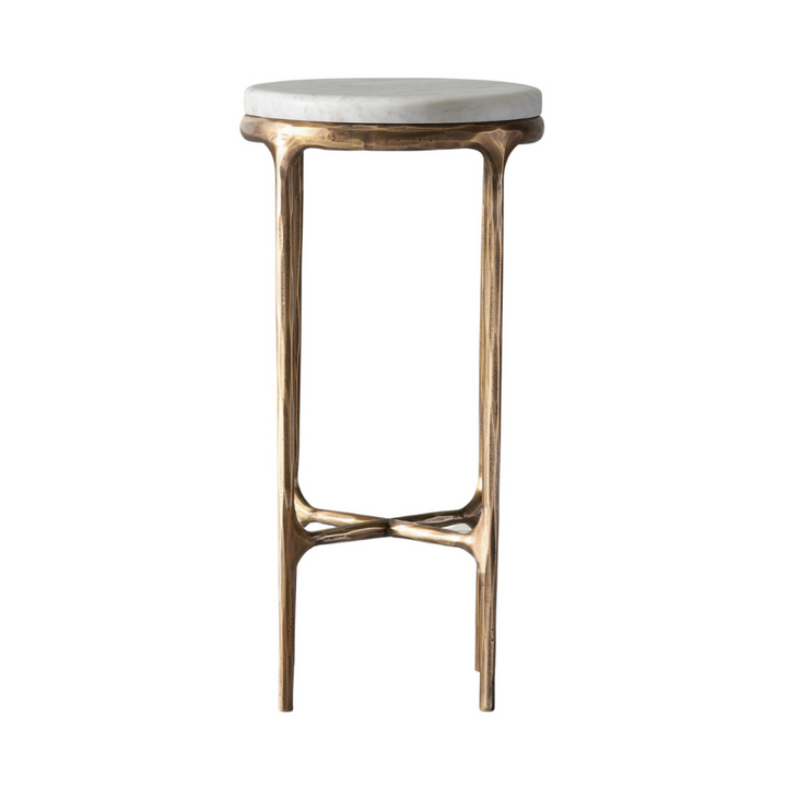 Round Accent Table with Marble Top