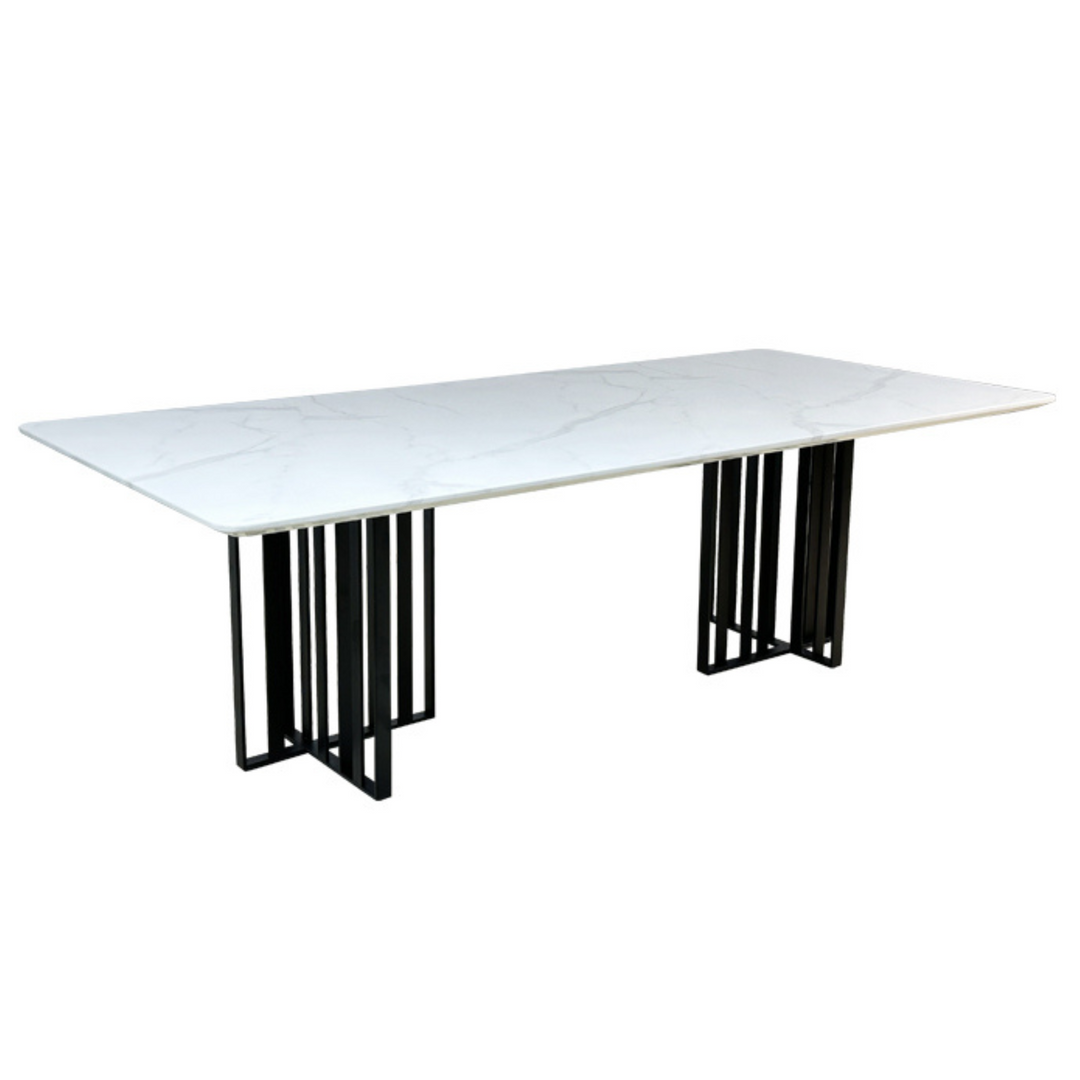 Black Bars Marble Dining Table- 8 Persons