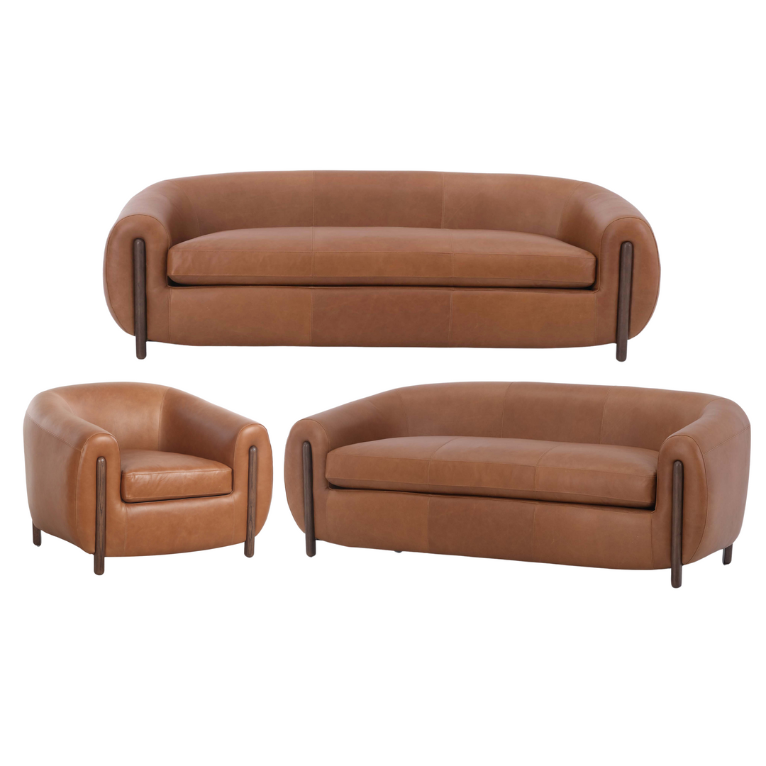 Grace Brown Leather Sofa Set