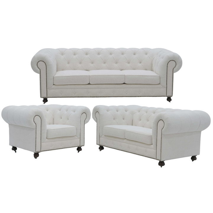 Olivia Tufted Beige Sofa Set