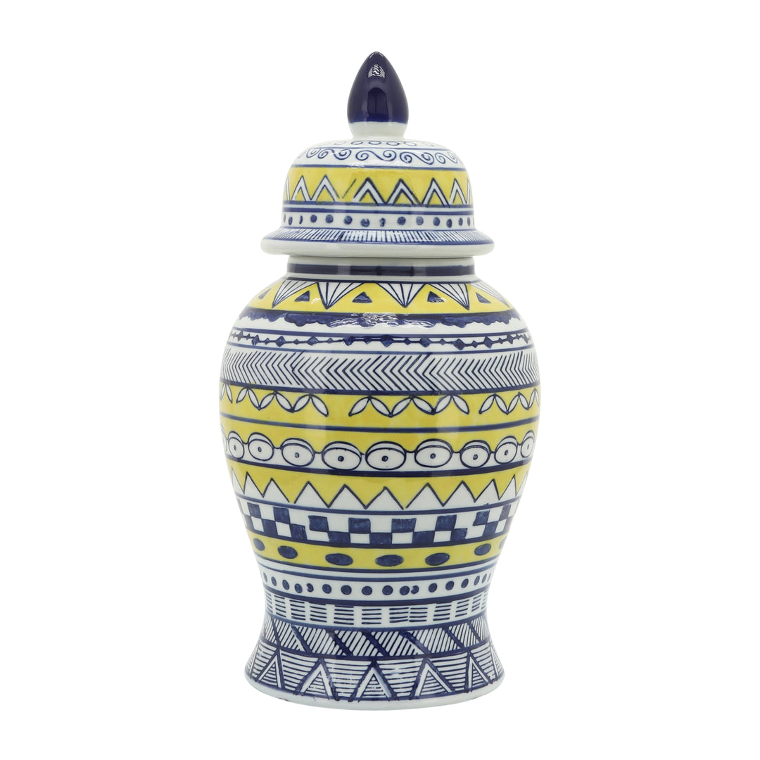 14" Yellow/Blue Temple Jar