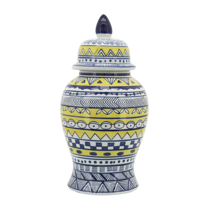 14" Yellow/Blue Temple Jar