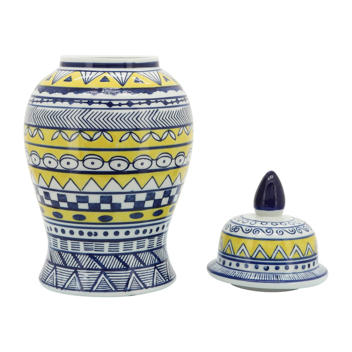 14" Yellow/Blue Temple Jar